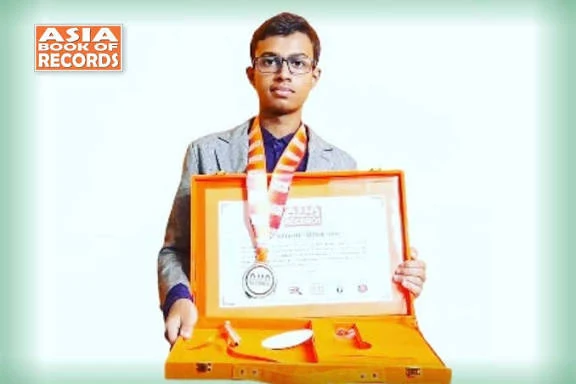 Abir Ghosh with Asia Book of Records certificate and medal