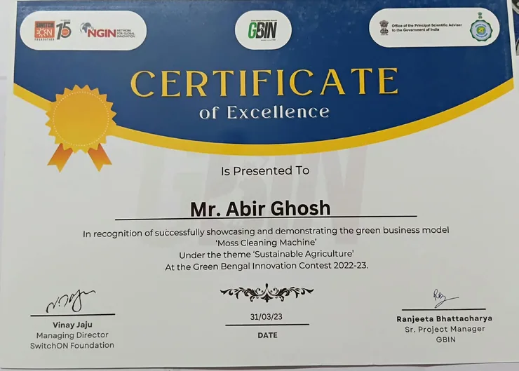 Preview of Green Bengal Innovation Contest certificate