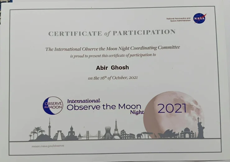 Preview of International Observe the Moon Night certificate