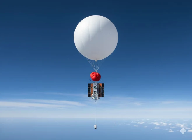 Near-space reusable satellite experiment lifted by a balloon