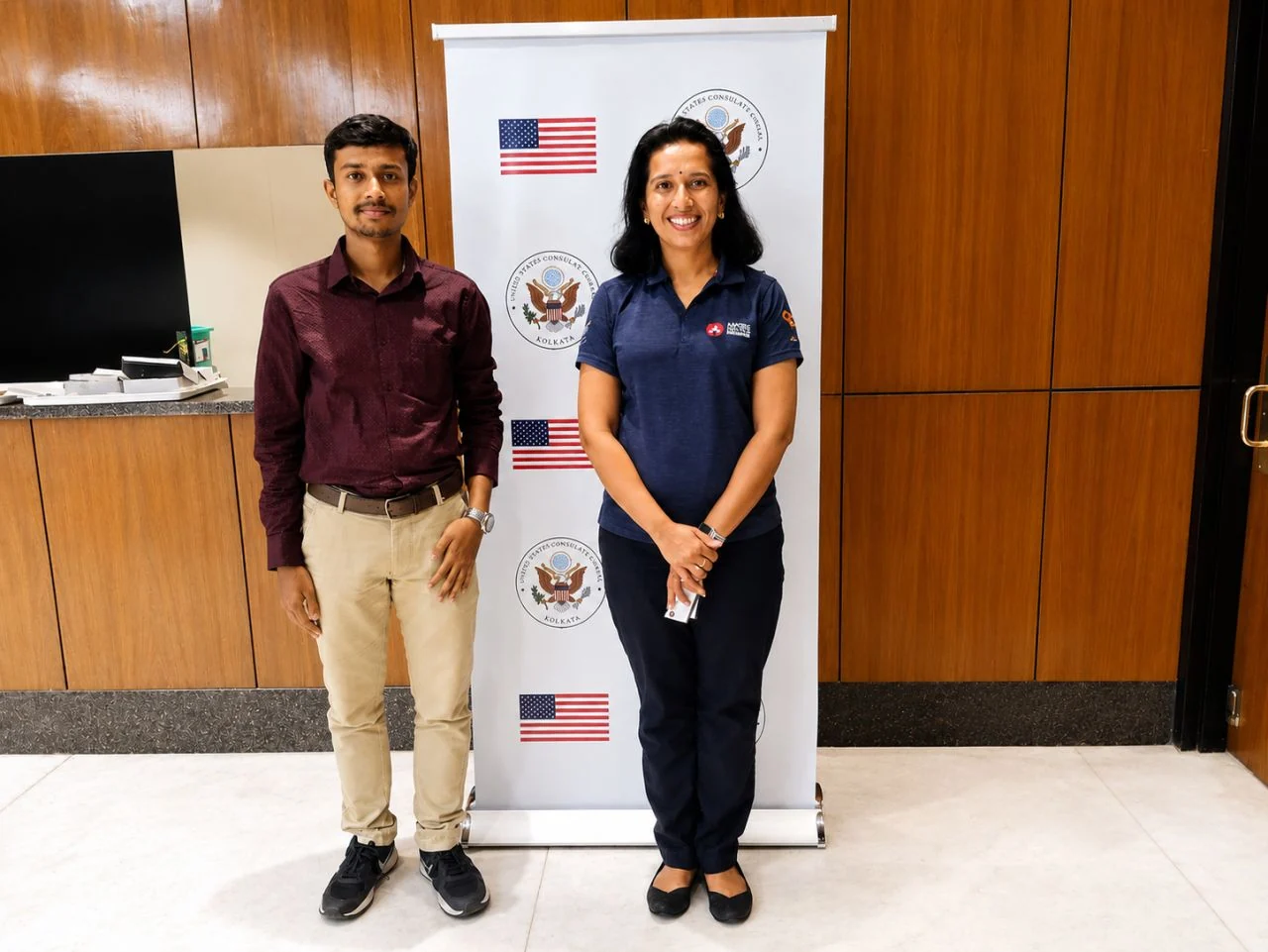Abir Ghosh pictured with Dr. Swati Mohan at an event at the U.S. Consulate General Kolkata